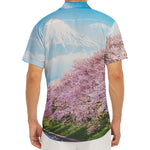 Mount Fuji And Cherry Blossom Print Men's Deep V-Neck Shirt