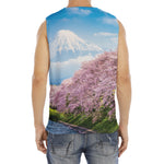 Mount Fuji And Cherry Blossom Print Men's Fitness Tank Top
