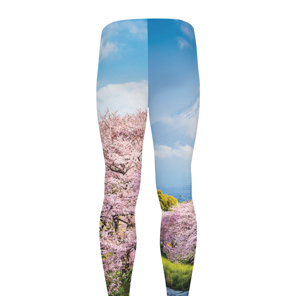 Mount Fuji And Cherry Blossom Print Men's leggings