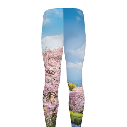 Mount Fuji And Cherry Blossom Print Men's leggings