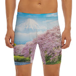 Mount Fuji And Cherry Blossom Print Men's Long Boxer Briefs