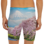 Mount Fuji And Cherry Blossom Print Men's Long Boxer Briefs