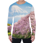 Mount Fuji And Cherry Blossom Print Men's Long Sleeve T-Shirt