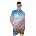 Mount Fuji And Cherry Blossom Print Men's Romper