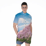 Mount Fuji And Cherry Blossom Print Men's Rompers