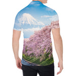 Mount Fuji And Cherry Blossom Print Men's Shirt