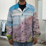 Mount Fuji And Cherry Blossom Print Men's Shirt Jacket