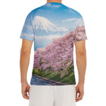 Mount Fuji And Cherry Blossom Print Men's Short Sleeve Rash Guard
