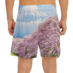 Mount Fuji And Cherry Blossom Print Men's Split Running Shorts