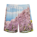 Mount Fuji And Cherry Blossom Print Men's Athletic Shorts