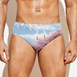 Mount Fuji And Cherry Blossom Print Men's Swim Briefs