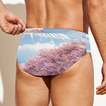 Mount Fuji And Cherry Blossom Print Men's Swim Briefs