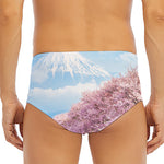 Mount Fuji And Cherry Blossom Print Men's Triangle Swim Briefs