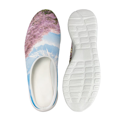 Mount Fuji And Cherry Blossom Print Mesh Casual Shoes