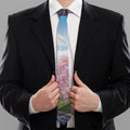 Mount Fuji And Cherry Blossom Print Necktie