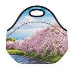 Mount Fuji And Cherry Blossom Print Neoprene Lunch Bag