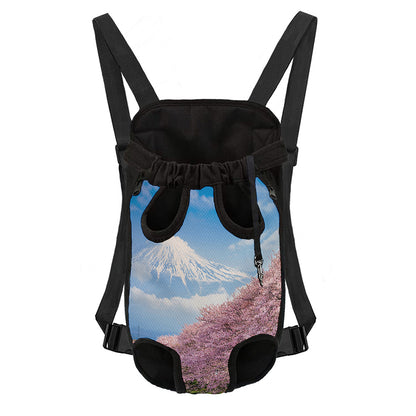 Mount Fuji And Cherry Blossom Print Pet Carrier Backpack
