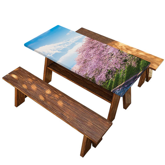 Mount Fuji And Cherry Blossom Print Picnic Table Cover
