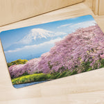 Mount Fuji And Cherry Blossom Print Polyester Doormat