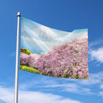 Mount Fuji And Cherry Blossom Print Polyester Flag