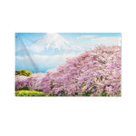 Mount Fuji And Cherry Blossom Print Polyester Flag