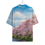 Mount Fuji And Cherry Blossom Print Rayon Hawaiian Shirt