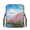 Mount Fuji And Cherry Blossom Print Rectangular Crossbody Bag