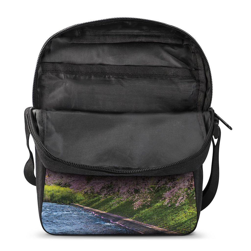 Mount Fuji And Cherry Blossom Print Rectangular Crossbody Bag