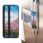 Mount Fuji And Cherry Blossom Print Refrigerator Handle Covers