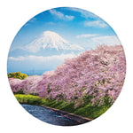 Mount Fuji And Cherry Blossom Print Round Blanket