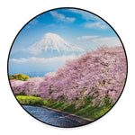 Mount Fuji And Cherry Blossom Print Round Floor Mat