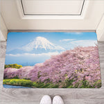 Mount Fuji And Cherry Blossom Print Rubber Doormat
