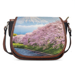 Mount Fuji And Cherry Blossom Print Saddle Bag