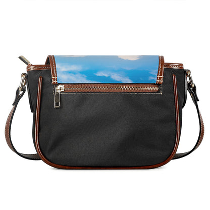 Mount Fuji And Cherry Blossom Print Saddle Bag