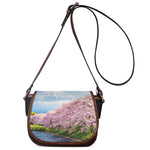 Mount Fuji And Cherry Blossom Print Saddle Bag