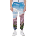 Mount Fuji And Cherry Blossom Print Scuba Joggers