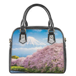 Mount Fuji And Cherry Blossom Print Shoulder Handbag