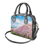 Mount Fuji And Cherry Blossom Print Shoulder Handbag