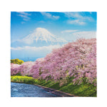 Mount Fuji And Cherry Blossom Print Silk Bandana