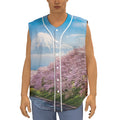Mount Fuji And Cherry Blossom Print Sleeveless Baseball Jersey