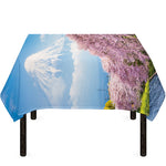 Mount Fuji And Cherry Blossom Print Tablecloth