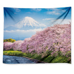 Mount Fuji And Cherry Blossom Print Tapestry