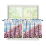 Mount Fuji And Cherry Blossom Print Tier Curtains