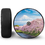 Mount Fuji And Cherry Blossom Print Tire Cover With Camera Hole