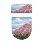 Mount Fuji And Cherry Blossom Print Toilet Lid And Tank Cover Set