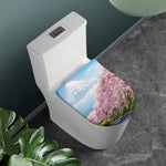 Mount Fuji And Cherry Blossom Print Toilet Lid Cover