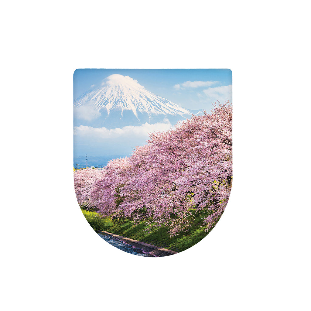 Mount Fuji And Cherry Blossom Print Toilet Lid Cover