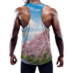 Mount Fuji And Cherry Blossom Print Training Tank Top
