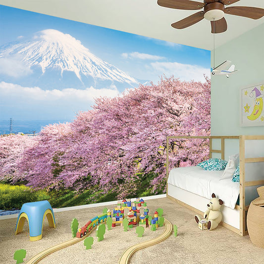 Mount Fuji And Cherry Blossom Print Wall Sticker