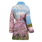 Mount Fuji And Cherry Blossom Print Women's Bathrobe
